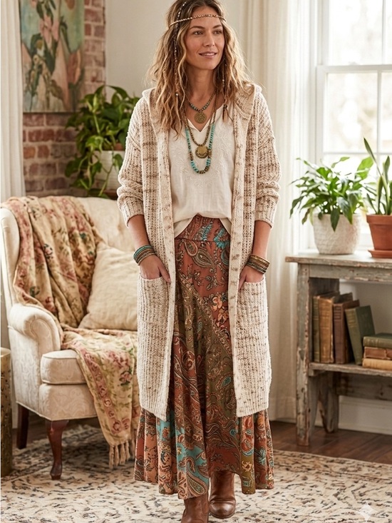 Sundance Sweaters - Sundance Wool Blend Knit Crochet Long Sweater‎ Coat Hooded Pockets Neutral